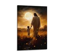 Stampa artistica da parete su tela con immagine di Gesù, con immagine di Dio e il bambino, stampa cristiana, per ufficio, preghiera spirituale, decorazione per stanza, 50 x 75 cm