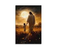 Stampa artistica da parete su tela con immagine di Gesù, con immagine di Dio e il bambino, stampa cristiana, per ufficio, preghiera spirituale, decorazione per stanza, 50 x 75 cm