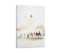 Stampa artistica da parete su tela con immagine di Gesù e stella di Betlemme nel deserto, tema: viaggio saggio sereno, per soggiorno, camera da letto, bagno, ufficio, decorazione per la casa, 30 x 45
