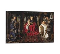 Stampa artistica da parete su tela con immagine di Jan Van Eyck Painter Works (madonna col bambino e canonico Van der Paele), 60 x 90 cm