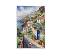 Stampa artistica da parete su tela con immagine di Madeira Portogallo e isola dell'Oceano Atlantico, per soggiorno, camera da letto, bagno, ufficio, decorazione per la casa, 50 x 75 cm