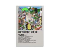 Stampa artistica da parete su tela con immagine di The Wombats Fix Yourself, Not The WorldWall per ufficio, casa, soggiorno, camera da letto, senza cornice, stile 60 x 90 cm