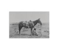 Stampa artistica da parete su tela con immagine storica di cavalli Wrangler che osserva la mandria di cavalli, per soggiorno, camera da letto, bagno, ufficio, decorazione per la casa, 40 x 60 cm