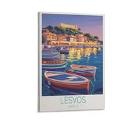 Stampa artistica da parete su tela con isola di Lesvos, in Grecia, per soggiorno, camera da letto, bagno, ufficio, casa, 30 x 45 cm