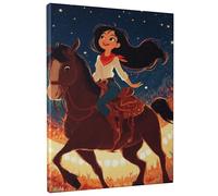 Stampa artistica da parete su tela con motivo cowgirls che cavalca un cavallo con vivaci toni della terra, decorazione estetica in stile occidentale per soggiorno, camera da letto, ufficio, tela
