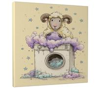 Stampa artistica da parete su tela con motivo pecora, motivo bolle viola blu, decorazione estetica per la casa, soggiorno, camera da letto, lavanderia, 30,5 x 30,5 cm