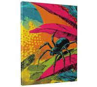Stampa artistica da parete su tela con motivo ragno vivace, stampe di insetti neri, decorazione pop art da parete per soggiorno, camera da letto, cucina, tela avvolta 25,4 x 30,5 cm