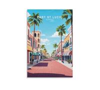 Stampa artistica da parete su tela con paesaggio urbano minimalista con Port St Lucie Florida, per soggiorno, camera da letto, bagno, ufficio, decorazione per la casa, 50 x 75 cm