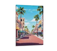 Stampa artistica da parete su tela con paesaggio urbano minimalista con Port St Lucie Florida, per soggiorno, camera da letto, bagno, ufficio, decorazione per la casa, 40 x 60 cm