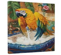 Stampa artistica da parete su tela con pappagalli tropicali, stampa artistica da parete con uccelli esotici, decorazione estetica per la casa, soggiorno, bagno, camera da letto, tela avvolta 30,5 x
