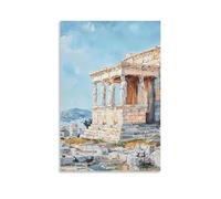 Stampa artistica da parete su tela con portico della fanciulla e acropoli di Atene con architettura greca classica, per soggiorno, camera da letto, bagno, ufficio, decorazione per la casa, 30 x 45 cm