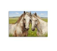 Stampa artistica da parete su tela con ritratti di animali, poster con coppia di cavalli, decorazione per soggiorno (50 x 75 cm)