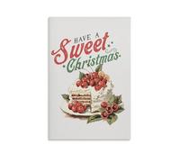 Stampa artistica da parete su tela con scritta "Have A Sweet Christmas", stampa artistica da parete per soggiorno, camera da letto, bagno, ufficio, casa, 40 x 60 cm