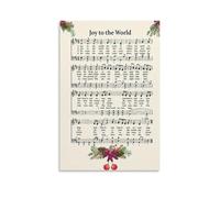 Stampa artistica da parete su tela con spartiti musicali con inno "Gioia di Natale al mondo", per soggiorno, camera da letto, bagno, ufficio, decorazione per la casa, 40 x 60 cm