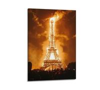 Stampa artistica da parete su tela con stampa artistica da parete con stampa di paesaggi urbani moderni, poster con torre Eiffel e fuochi d'artificio, 20 x 30 cm