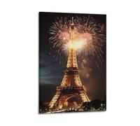 Stampa artistica da parete su tela con stampa artistica da parete con stampa di paesaggi urbani moderni, poster con torre Eiffel e fuochi d'artificio, 20 x 30 cm