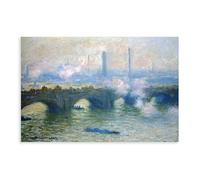Stampa artistica da parete su tela con stampa di Claude Monet con Waterloo Bridge, Londra, per camera di ragazzi e adolescenti, 40,6 x 61 cm