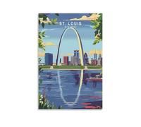 Stampa artistica da parete su tela con stampa nazionale di St Louis Missouri Travel The Gateway Arch, per soggiorno, camera da letto, bagno, ufficio, decorazione per la casa, 50 x 75 cm