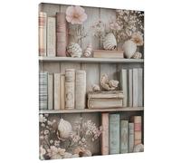 Stampa artistica da parete su tela, conchiglie costiere e fiori, conchiglie di pesca morbide e stampe antiche, decorazione estetica primaverile per soggiorno, camera da letto, studio, casa, ufficio