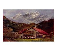 Stampa artistica da parete su tela di alta qualità, motivo: rifugio di Gustave Courbet, 127 x 101 cm, pronta da incorniciare, ideale per la casa o l'ufficio, ottima idea