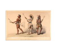 Stampa artistica da parete su tela di George Catlin's North American Indian Portfolio - giocatori di palla, per camera di ragazzi e adolescenti, 61 x 91,4 cm