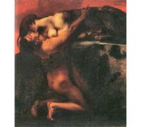 Stampa artistica da parete su tela di qualità - Il bacio della Sfinge di Franz von Stuck - 76 x 101 cm | pronta da incorniciare | Ideale per la decorazione della casa o dell'ufficio | Ottima idea