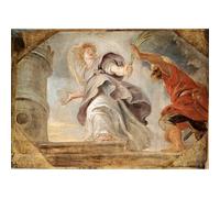 Stampa artistica da parete su tela di qualità - Rubens - Santa Barbara in fuga dal padre - 76 x 101 cm | pronta da incorniciare | Ideale per la decorazione della casa o dell'ufficio | Ottima idea