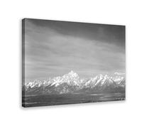 Stampa artistica da parete su tela, motivo: Ansel Adams Grand Teton National Park From Signal Mountain, stampa artistica da parete su tela, 30 x 45 cm