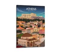 Stampa artistica da parete su tela, motivo: Atene Grecia, stile vintage, decorazione artistica moderna per la casa, 20 x 30 cm