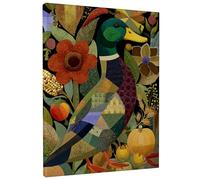 Stampa artistica da parete su tela, motivo autunnale con anatra reale, stampe floreali colorate verdi e marroni, decorazione stagionale per soggiorno, camera da letto, cucina, estetica della natura