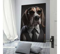 Stampa artistica da parete su tela, motivo: Beagle Mafia Boss, decorazione moderna per la casa, per feste di compleanno, 60 x 90 cm