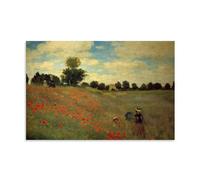 Stampa artistica da parete su tela, motivo: campo di papaveri, stampa artistica da parete di Claude Monet, decorazione artistica da parete per soggiorno e camera da letto, 30 x 45 cm