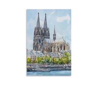 Stampa artistica da parete su tela, motivo: Cattedrale di Colonia, Germania, paesaggio urbano, vivace architettura, opere d'arte per soggiorno, camera da letto, bagno, ufficio, decorazione per la casa
