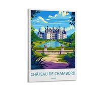 Stampa artistica da parete su tela, motivo: Château de Chambord, viaggi in Francia, per soggiorno, camera da letto, bagno, ufficio, casa, 30 x 45 cm