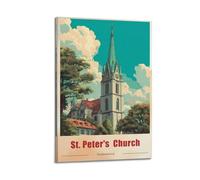 Stampa artistica da parete su tela, motivo: Chiesa di San Pietro della Svizzera, vintage, souvenir di viaggio, stampa artistica da parete, decorazione per la casa, 60 x 90 cm