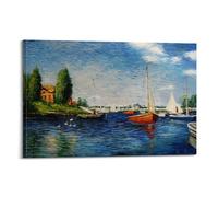 Stampa artistica da parete su tela, motivo: Claude Monet con Barche rosse a Argenteuil, decorazione moderna per la casa, 30 x 45 cm