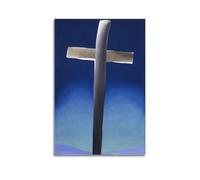 Stampa artistica da parete su tela, motivo: croce grigia con blu, di Georgia O'Keeffe, poster decorativo vintage con musica e film, per soggiorno e camera da letto, 60 x 90 cm, senza cornice