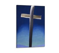 Stampa artistica da parete su tela, motivo: croce grigia con blu, di Georgia O'Keeffe, poster decorativo vintage con musica e film, per soggiorno e camera da letto, 20 x 30 cm, con cornice