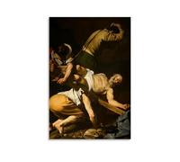 Stampa artistica da parete su tela, motivo: Crocifissione di San Pietro (Caravaggio), moderno, per la camera da letto, per la camera da letto, la musica e il film, 40 x 60 cm, senza cornice