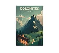 Stampa artistica da parete su tela, motivo: Dolomiti Italia, 60 x 90 cm, poster decorativo moderno per camera da letto familiare