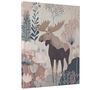 Stampa artistica da parete su tela, motivo floreale con alci, stampe botaniche blu pesca, decorazione naturale per soggiorno, camera da letto, cameretta dei bambini, decorazione estetica per la casa