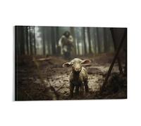 Stampa artistica da parete su tela, motivo: Gesù che corre dopo un agnello perduto, per soggiorno, camera da letto, bagno, ufficio, casa, 30 x 45 cm