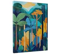 Stampa artistica da parete su tela, motivo giungla tropicale, verde e blu, decorazione moderna da parete per soggiorno, camera da letto, ufficio, senza cornice, 20,3 x 30,5 cm