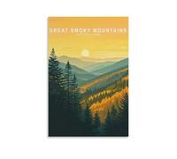 Stampa artistica da parete su tela, motivo: grandi montagne fumose, parco nazionale, viaggi, minimalista, per soggiorno, camera da letto, bagno, ufficio, decorazione per la casa, 30 x 45 cm