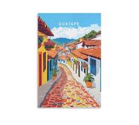 Stampa artistica da parete su tela, motivo: Guatape, Colombia, stile minimalista, per soggiorno, camera da letto, bagno, ufficio, decorazione per la casa, 40 x 60 cm