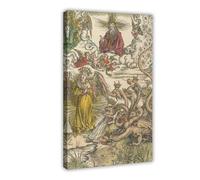 Stampa artistica da parete su tela, motivo: La donna dell'Apocalisse e i Sette, decorazione artistica da parete per soggiorno e camera da letto, con cornice, 20 x 30 cm