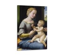 Stampa artistica da parete su tela, motivo: La Madonna delle Rose, Raffaello, decorazione per la casa, 20 x 30 cm