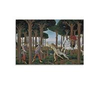 Stampa artistica da parete su tela, motivo: La storia di Nastagio Degli Onesti, Sandro Botticelli, decorazione moderna per la casa, 60 x 90 cm