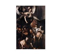 Stampa artistica da parete su tela, motivo: Le sette opere di misericordia di Caravaggio, per casa, scuola, ufficio, senza cornice, 61 x 91,4 cm