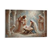 Stampa artistica da parete su tela, motivo: Natività, notte santa e meraviglia cristiana, per soggiorno, camera da letto, bagno, ufficio, casa, 40 x 60 cm